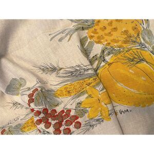 VTG Vera Neumann 70s Tablecloth Linen Fruit Vegetable Pattern Rectangle